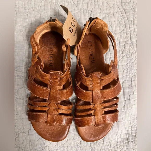 NWT Bed Stu Tan Strappy Leather Sandals - Picture 7 of 8